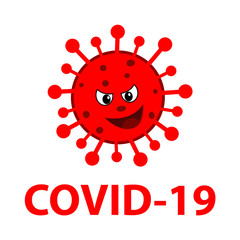 Cartoon ugly character of coronavirus vector illustration.