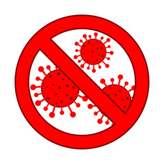 Coronavirus is crossed out with a red stop sign. Protection against COVID-19. Vector illustration.