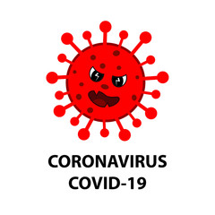 Cartoon ugly character of coronavirus vector illustration.