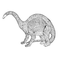 Dinosaur. Hand drawn coloring page. Stock vector illustration.