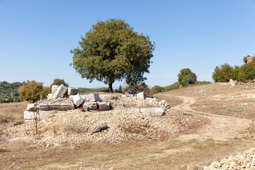 view of the ancient city of Perge in Turkey Antalya.