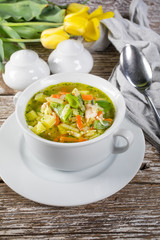 Fresh vegetable soup. Selective focus.