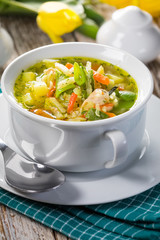 Fresh vegetable soup. Selective focus.