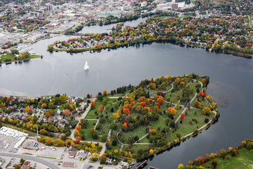 Overhead view of Peterborough, Ontario, Canada
