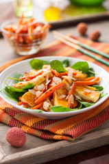 Spicy Glazed Tofu with Roasted Carrots