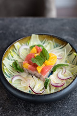 White Fish Tartare with Fennel and Orange Salad