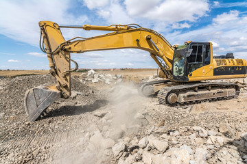 Debris from construction material in a recycling plant
