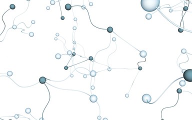 Neural network. Social network. Futuristic dna, deoxyribonucleic acid. Abstract molecule, cell illustration, mycelium. Light background. 3D illustration