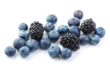 Berries Blackberry and Blueberry. Isolate on white background