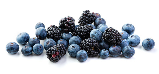 Berries Blackberry and Blueberry. Isolate on white background