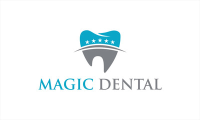 combination logo from tooth and star logo design concept