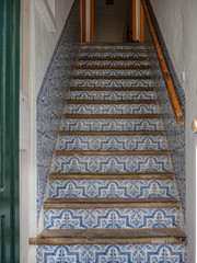Stairs with azulejo tiles. Faro, Portugal.