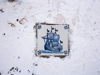 Azulejo tiles. Faro, Algarve, Portugal.