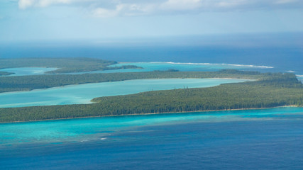 aerial view of isle of pines, a tropical island off the coast of new caledonia