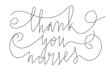 Beautiful handwritten brush lettering vector illustration phrase Thank You Nurses for Nurses Week celebration.