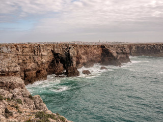 Fototapeta na wymiar Cliffs in Sagres. Algarve, Portugal.