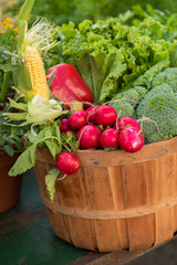 Radishes and other vegetables at the market