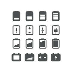 Web icons vector set. Batteries pictograms