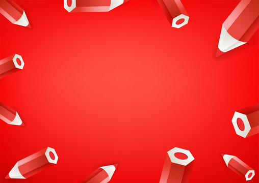 Red crayones wallpaper. Social media message vector background. Copy space for a text