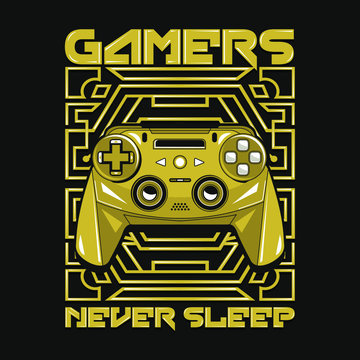 Joystick vector illustration, tee shirt graphics, typography, 