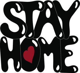Stay home black and white paint on white background