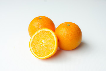 Fresh Slice Oranges On White Background.