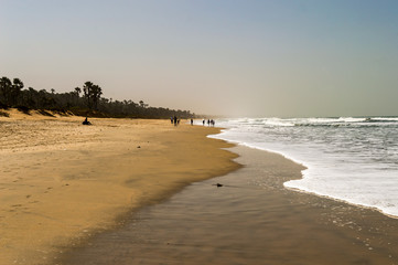 Beautiful long sandy beach in The Gambia,