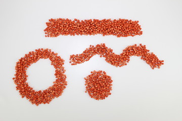 Geometric figure with plastic granules