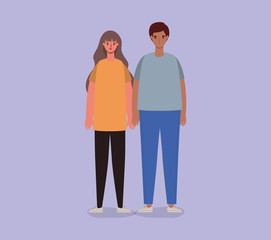 Happy and sad woman and man avatar cartoon vector design