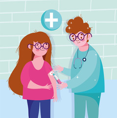 nurse vaccinates the girl medical health care vaccination