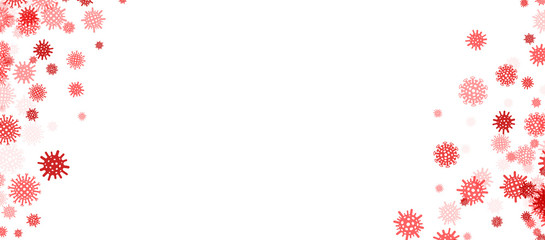 Red covid molecule confetti vertical frame.