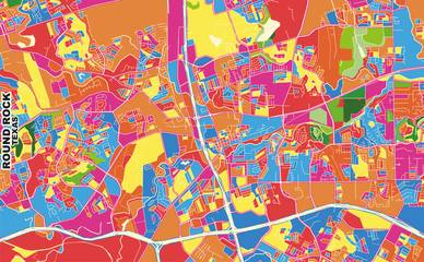 Fototapeta na wymiar Round Rock, Texas, USA, colorful vector map
