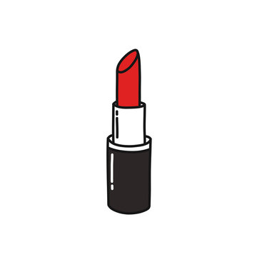 lipstick doodle icon, vector illustration