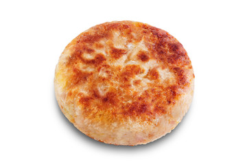 Canned tuna potato patties on a white isolated background