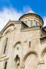 Fototapeta na wymiar The Svetitskhoveli Cathedral, Eastern Orthodox cathedral in the historic town of Mtskheta, Georgia