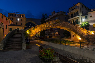Fototapeta na wymiar Evening in the picturesque village of Bogliasco on Ligurian seashore near Genoa, Liguria, Italy