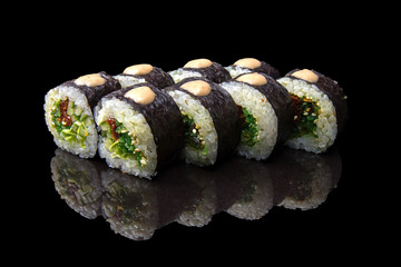 stuffed sushi on a dark background