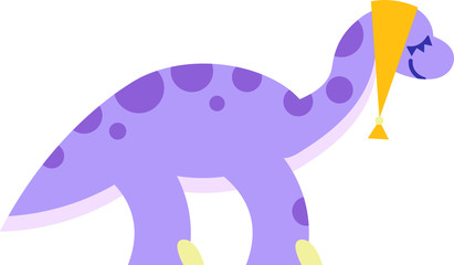sleepy purple dinosaur in a yellow cap