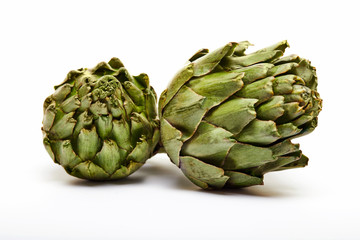 Fresh artichokes isolated on a white background