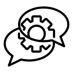 Gear chat ad icon. Outline gear chat ad vector icon for web design isolated on white background