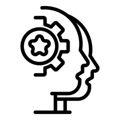 Product manager gear icon. Outline product manager gear vector icon for web design isolated on white background