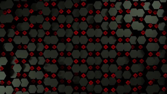 Abstract Dark and red hexagon geometry seamless loopable background with random fluctuation of the canvas movement 3D pattern digital motion graphics