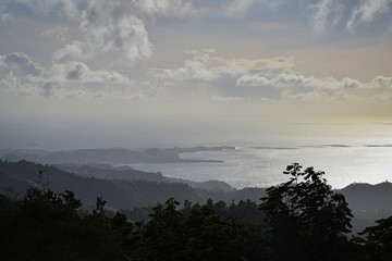 Deep water bays along the cost of Grenada, sunset