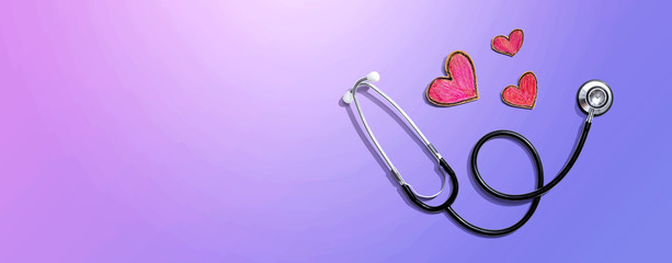 Medical worker appreciation theme with hearts and stethoscope