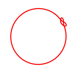 Endless round red thread rope with simple knot as symbol of support for doctors, nurses and other staff fighting against covid-19 virus in Ukraine. Vector sign illustration. Empty round border frame.