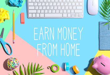 Earn money from home with office supplies and a computer keyboard