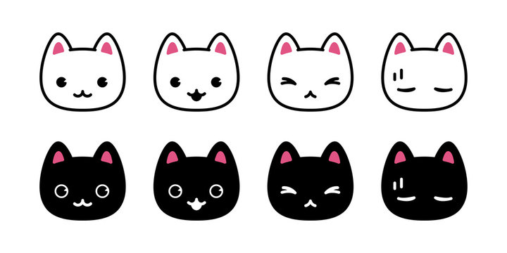 cat vector kitten icon calico head face logo symbol cartoon character illustration doodle design