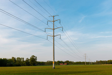High-voltage line in the landscape around Winterswijk