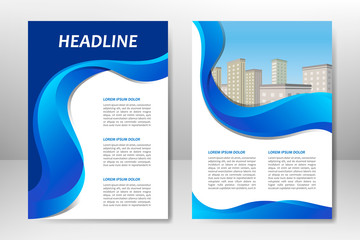 Blue vector template design for business brochure, flyer, poster, booklet, presentation, annual report, magazine cover, team educational training. A4
