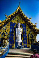 A beautiful view of Wat Rong Suea Ten, the Blue Temple at Chiang Rai, Thailand.